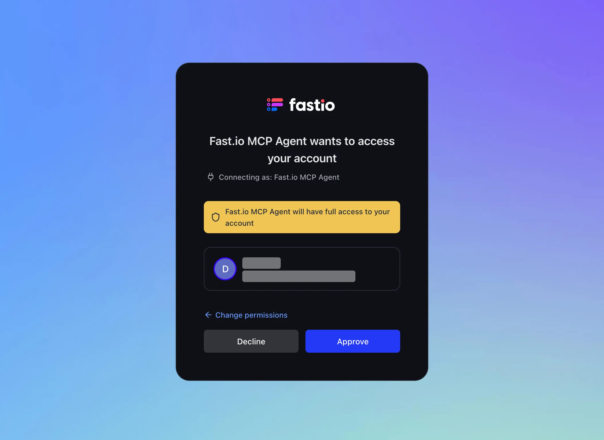 Fast.io approve access confirmation page