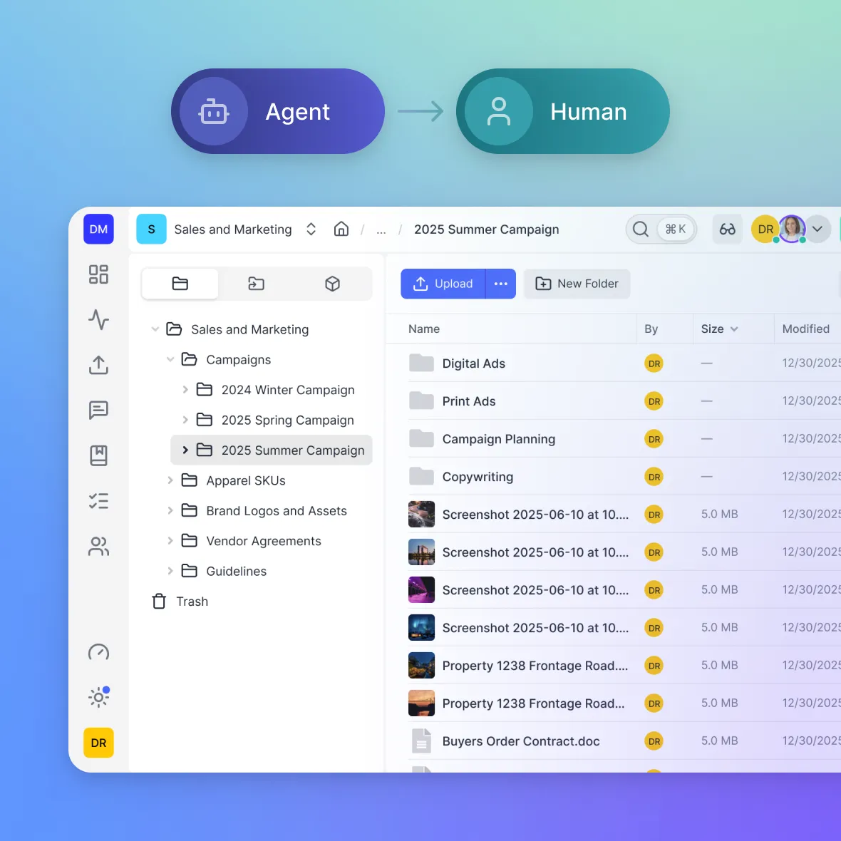 Transfer workspace ownership to humans