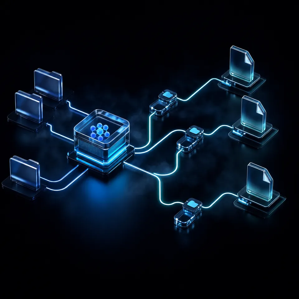 AI agent sharing files and data through a connected workspace