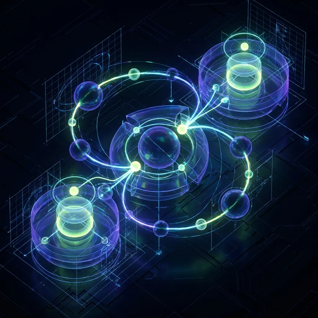 Abstract 3D visualization of AI Agent Architecture Patterns