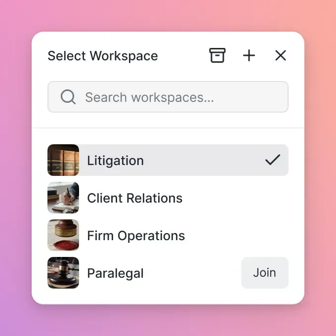 Open Workspaces Interface