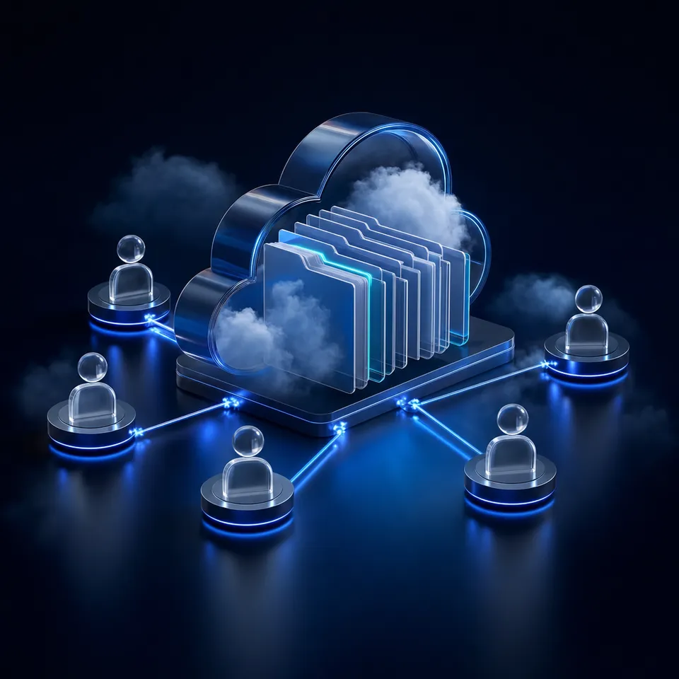 AI workspace interface showing intelligent file sharing and collaboration tools