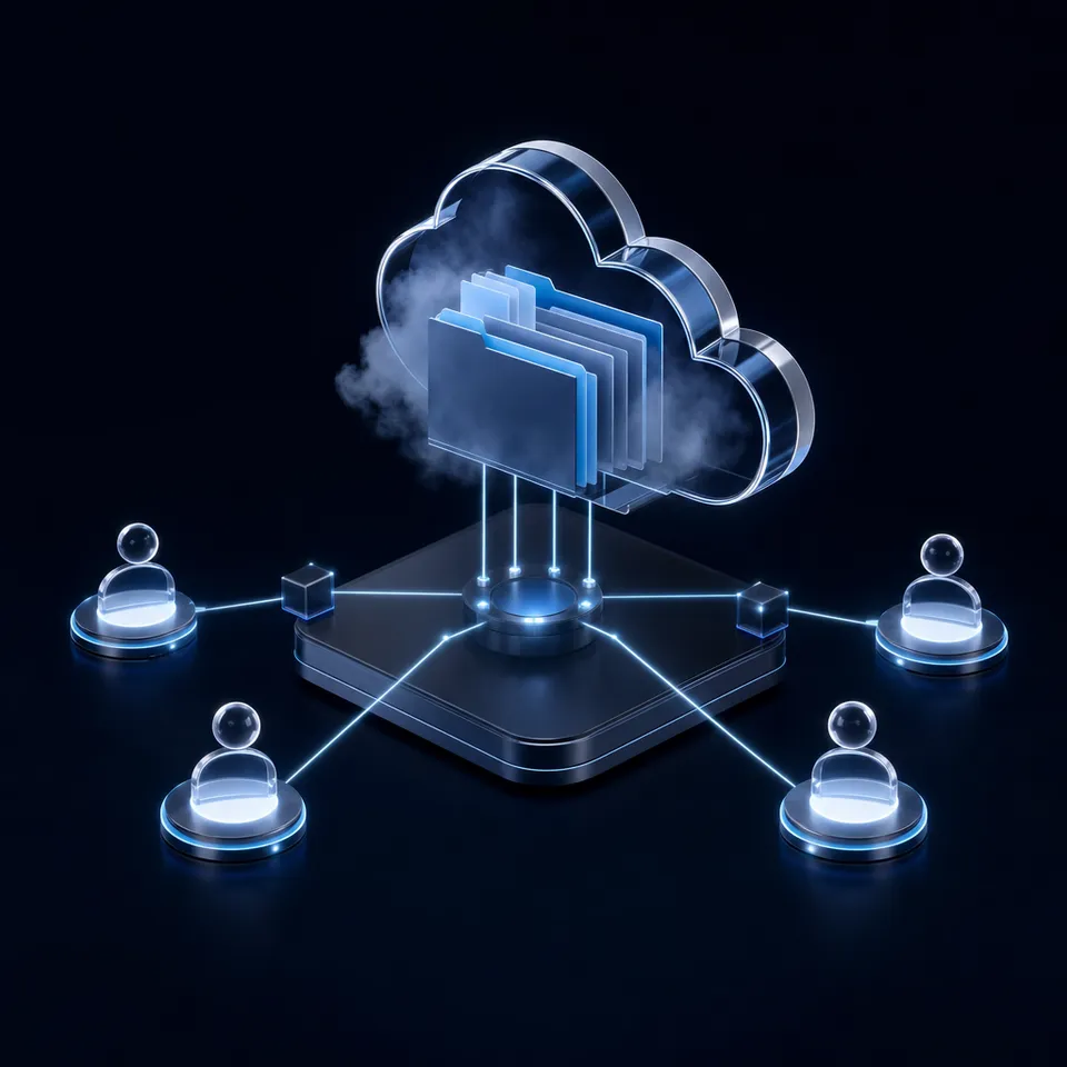 AI workspace interface showing tools for collaboration and file sharing