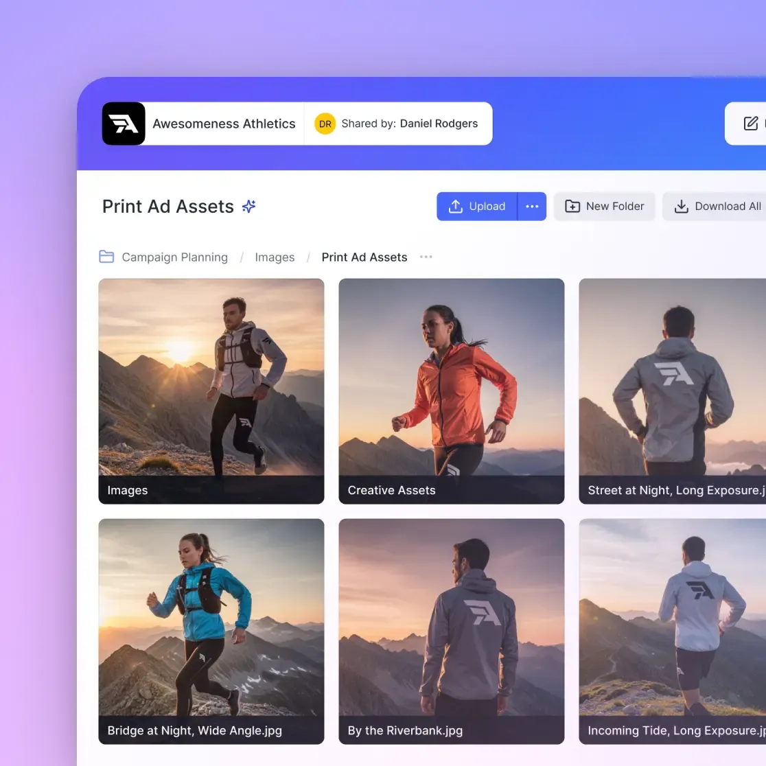 A white-label client portal interface showing custom branding