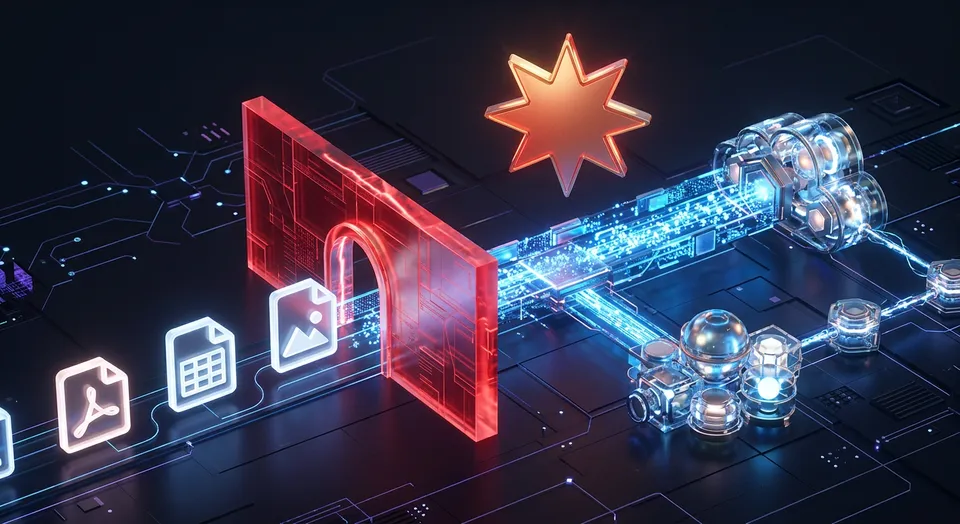 AI interface with file processing indicators