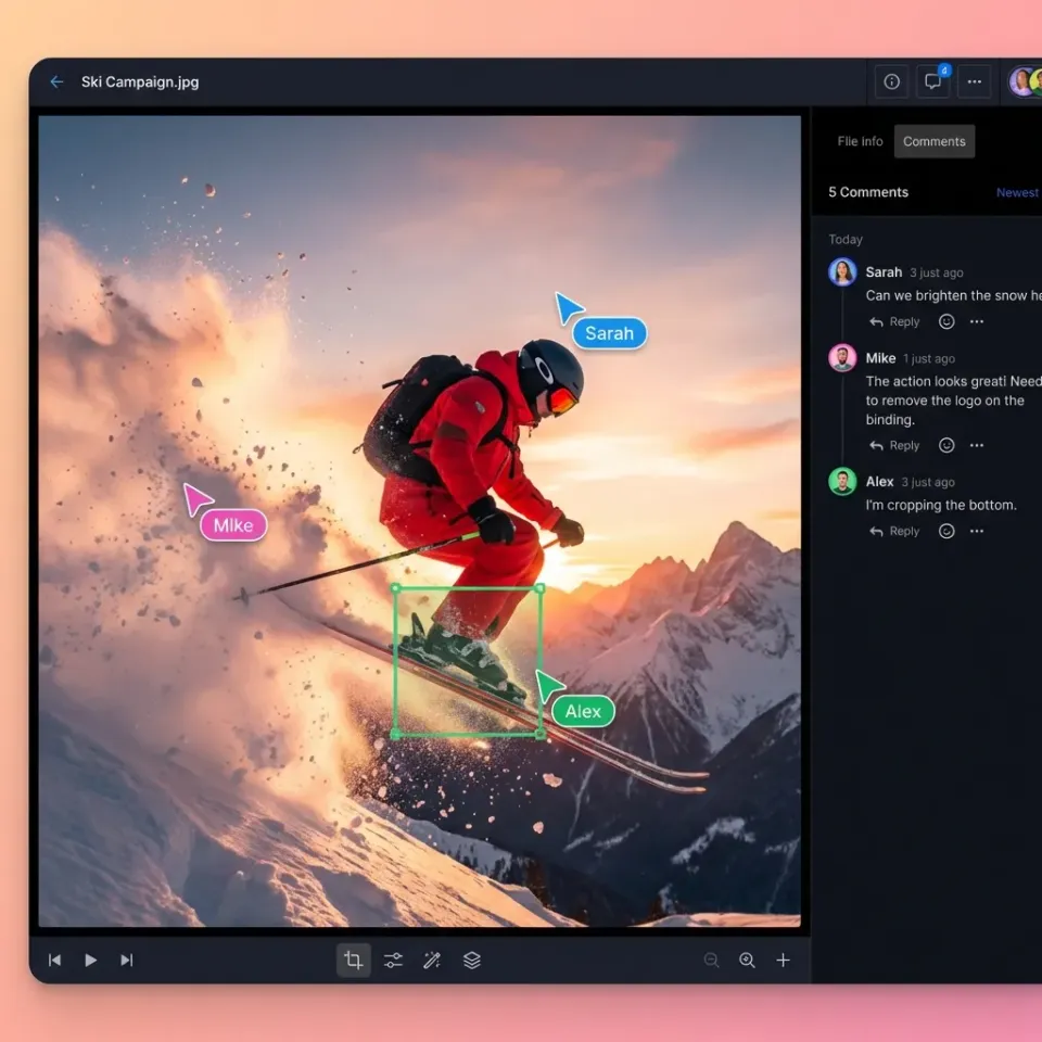 A branded client portal interface showing file organization and sharing options