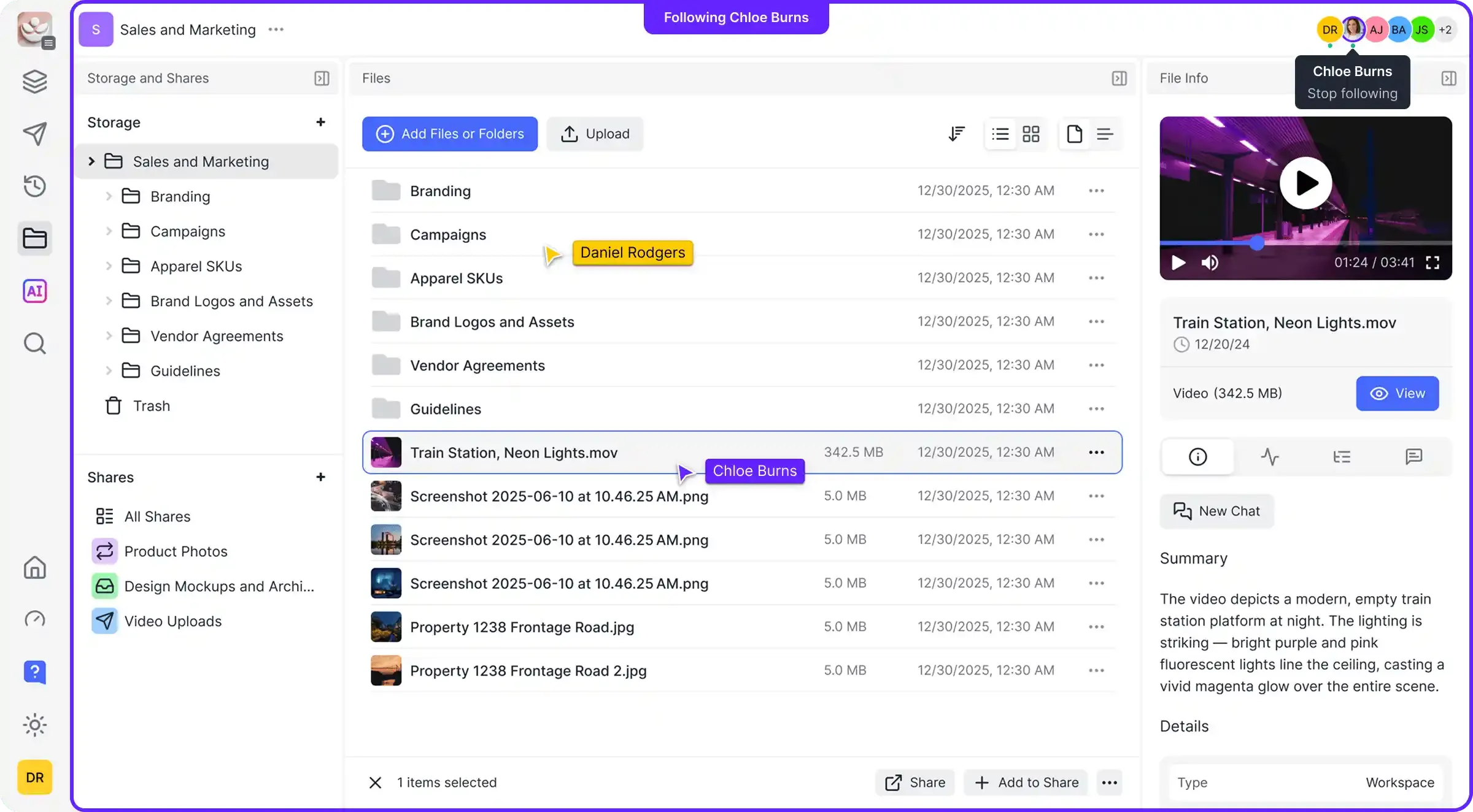 Fast.io Workspace Dashboard showing structured file organization