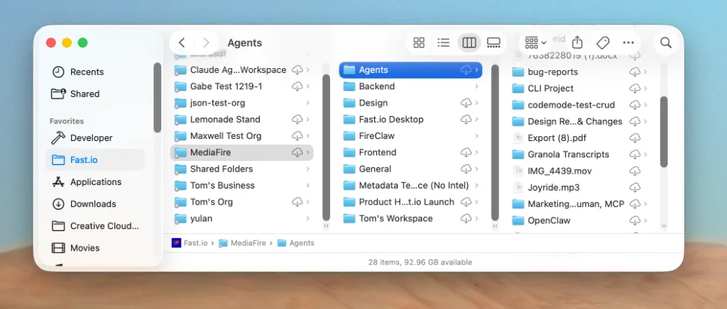 Fast.io Native Finder Integration
