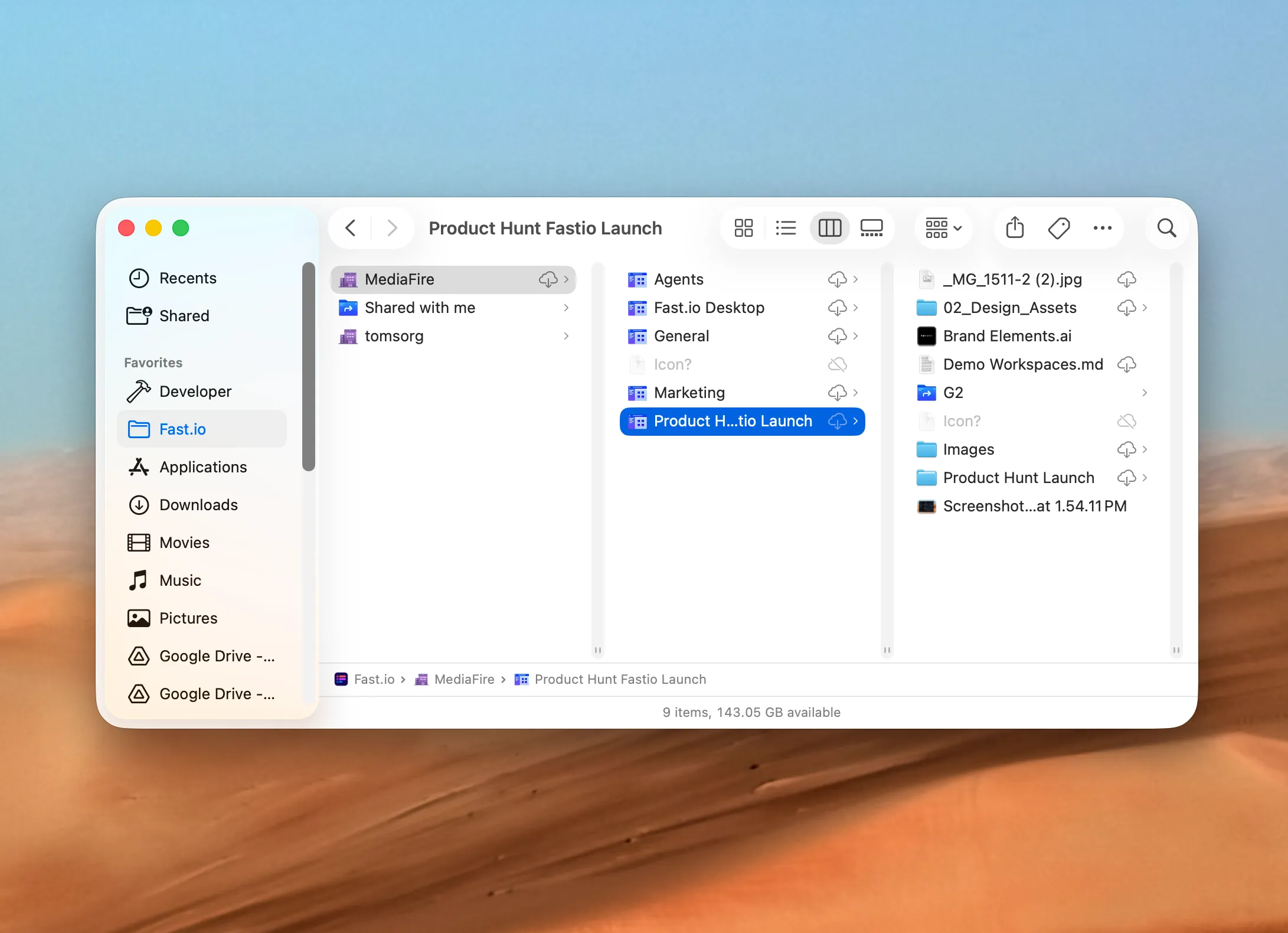 Fastio Native Finder Integration