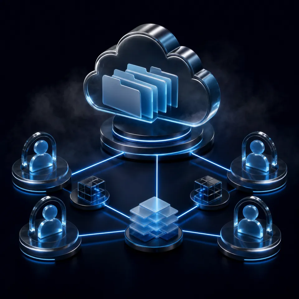 Architecture diagram showing Dify AI agents querying Microsoft OneDrive documents through an indexed Fast.io workspace