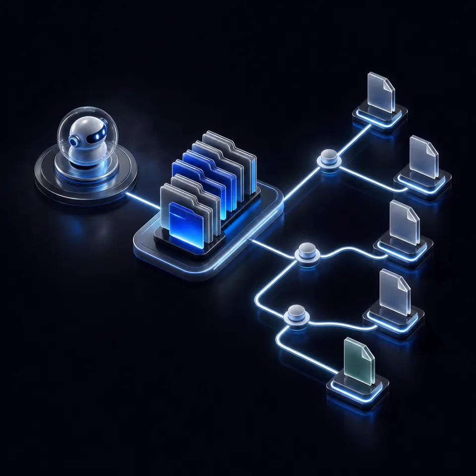 Three-phase retrieval architecture connecting Dropbox storage to autonomous agents through Fast.io workspace indexing.