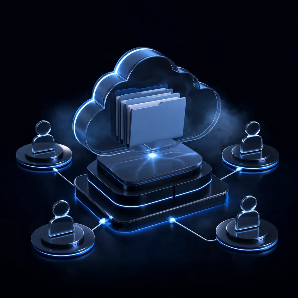 An abstract cloud storage transfer concept representing direct file importing.