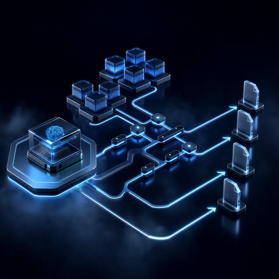AI agent orchestrating parallel subagent workflows in a shared workspace