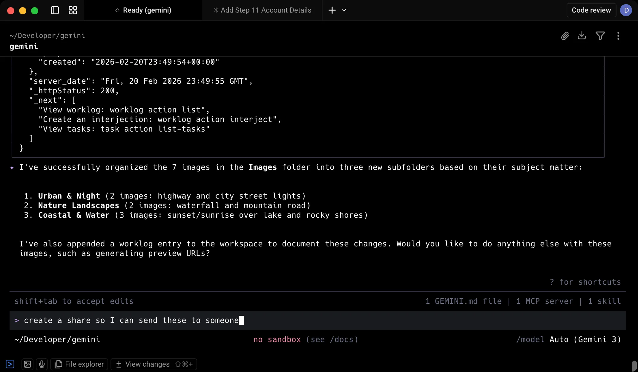 Gemini CLI with Fastio workspace