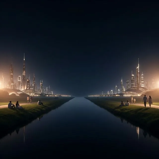 Futuristic city watercolor background (Dark Mode)