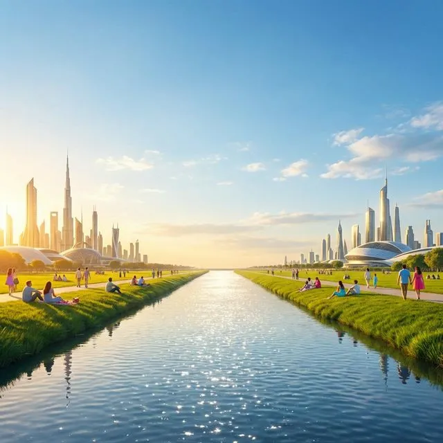 Futuristic city watercolor background (Light Mode)