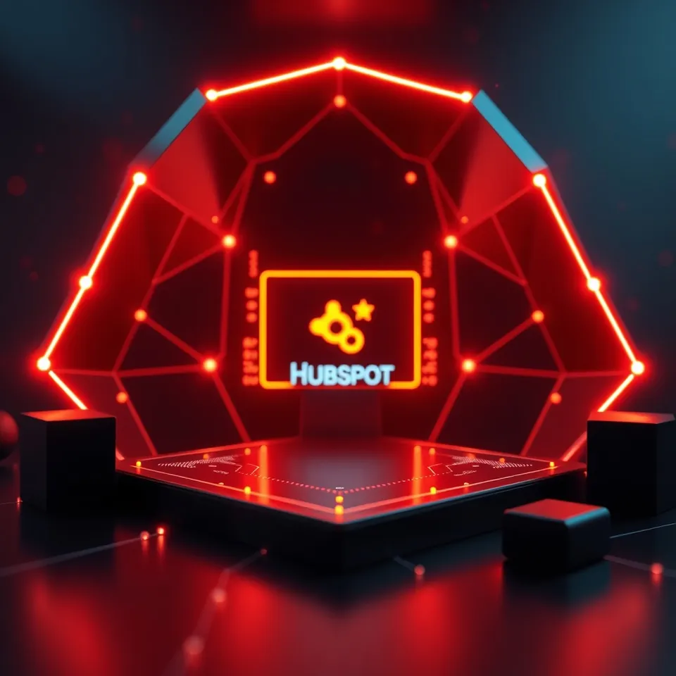 A glowing workspace visualization with layered permission structures and data connections