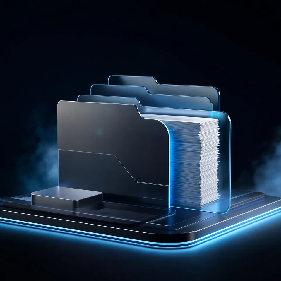 A modern legal team workspace coordinating client files and matters in a secure vault.