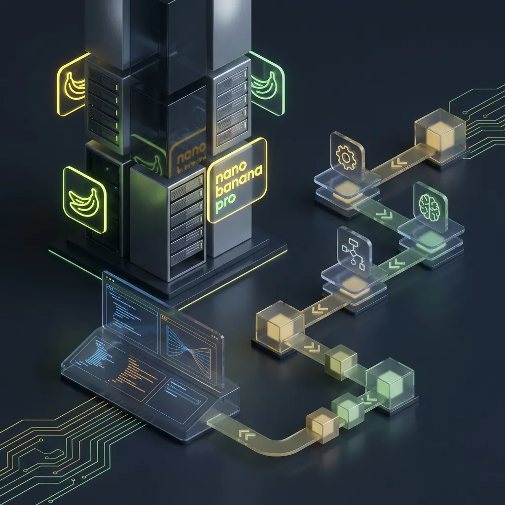 Abstract 3D visualization of a Model Context Protocol server structure