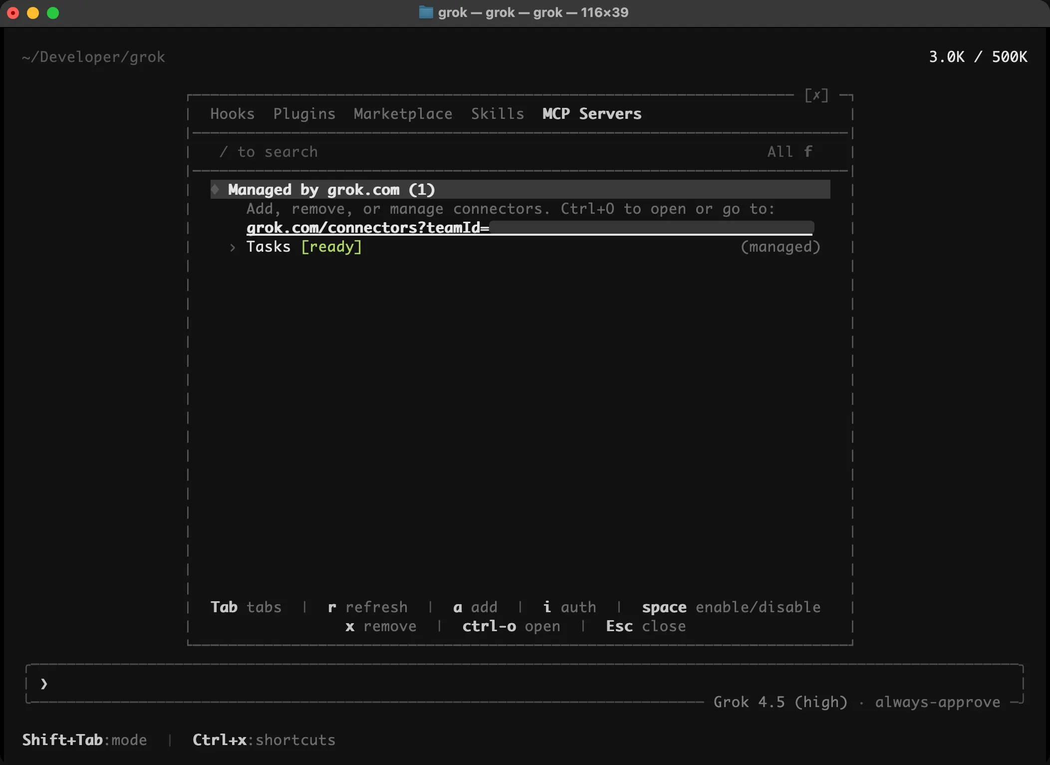 Grok CLI MCP list empty