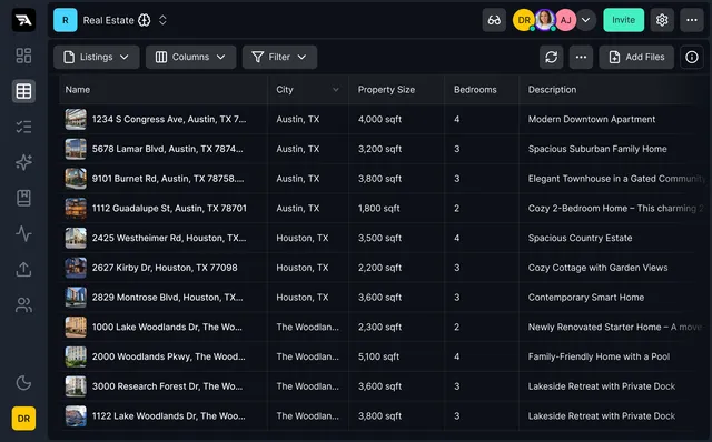 Metadata Views extracting structured fields from documents into a queryable grid