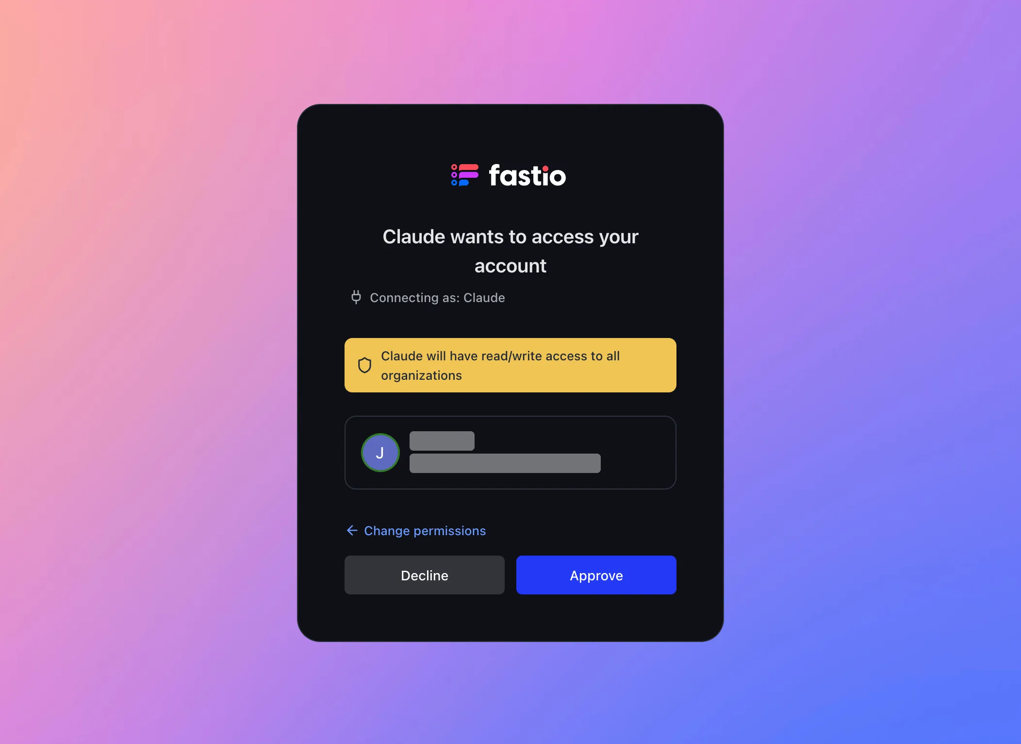 Fastio approve access confirmation page