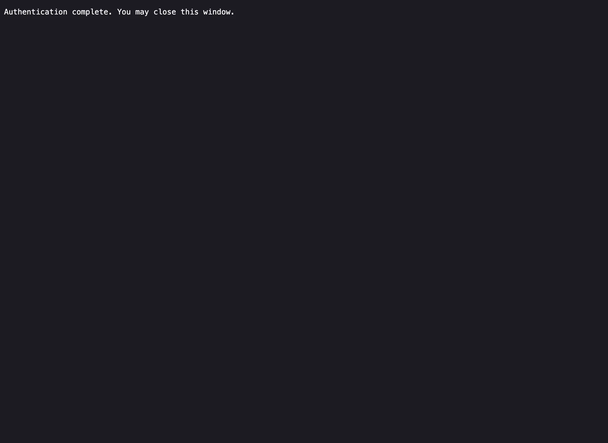 Browser tab confirming authentication is complete