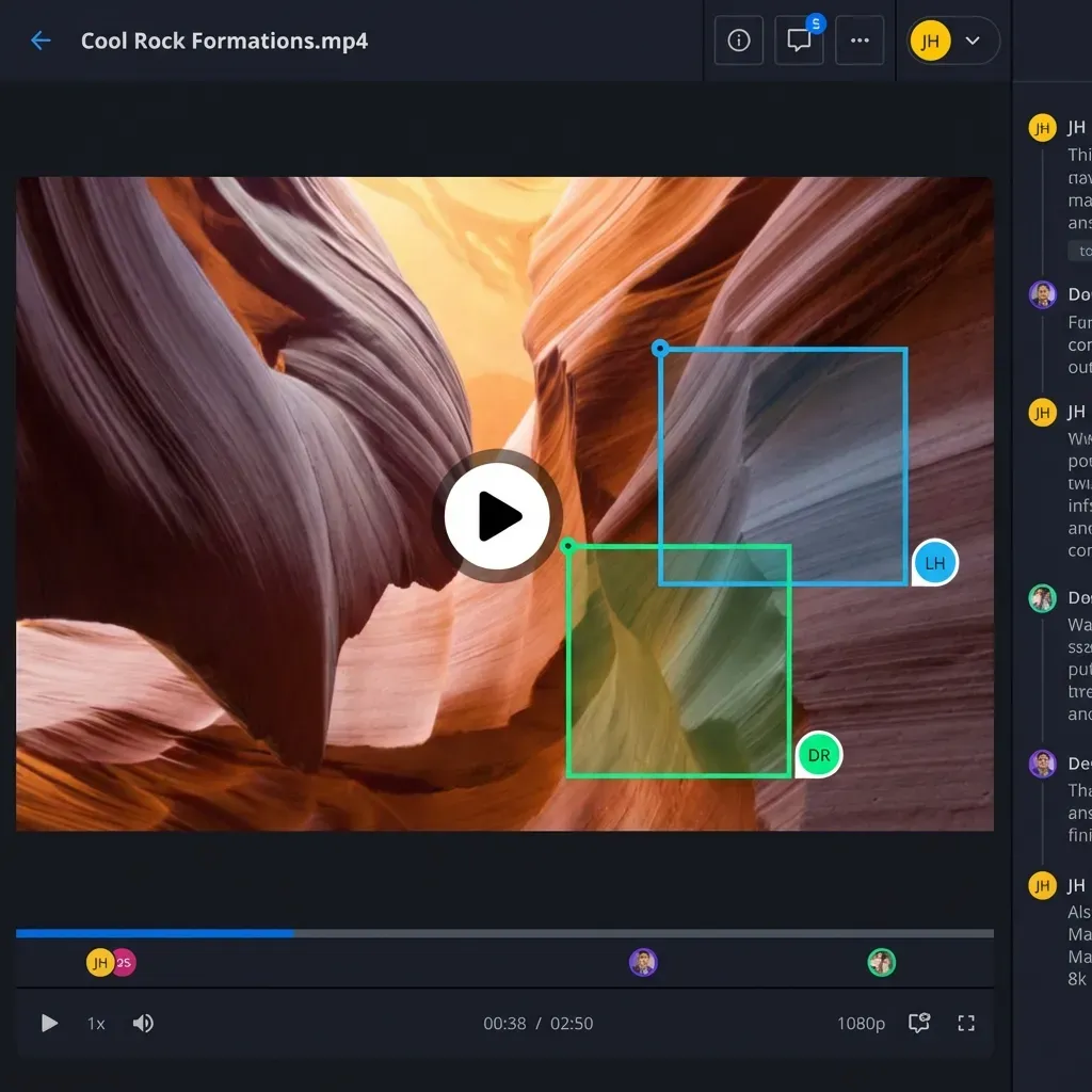 Video production workspace with timeline and collaboration tools