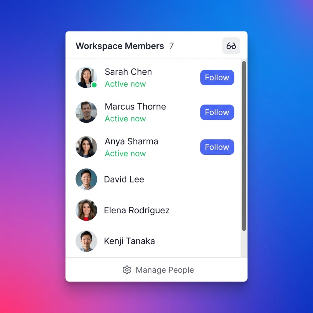 Workspace Members dropdown showing active team members